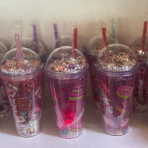 Işıklı Renkli Pipetli Bardak / Tumbler Bardak
